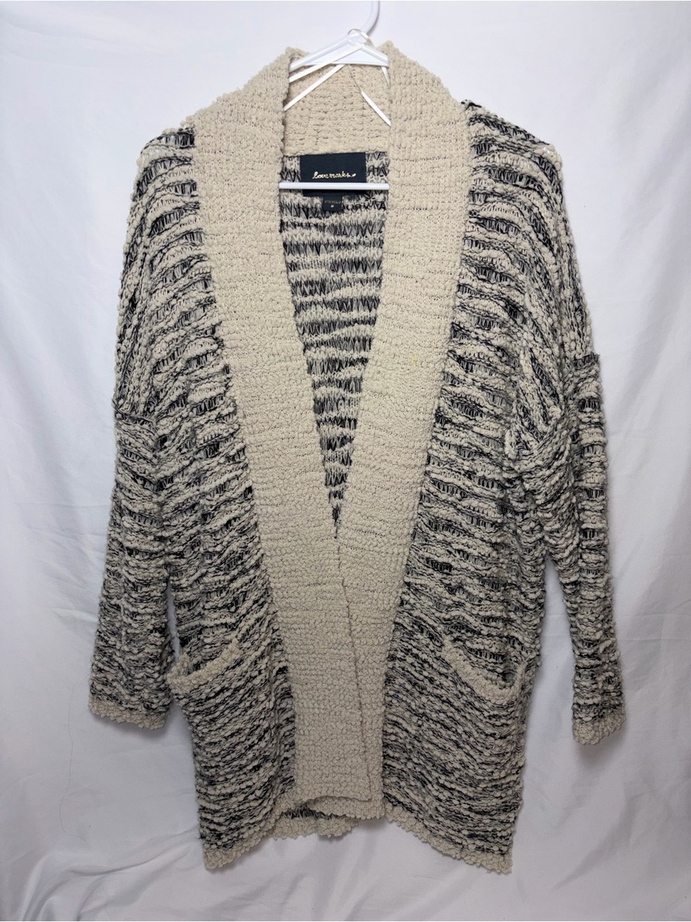 Lovemarks Open Front Chunky Knit Sweater with Pockets Coastal Grandma Medium